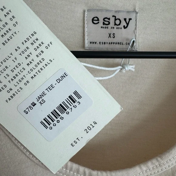Esby Jane Cotton Tee Sand Off White XS  NWT - Picture 3 of 7